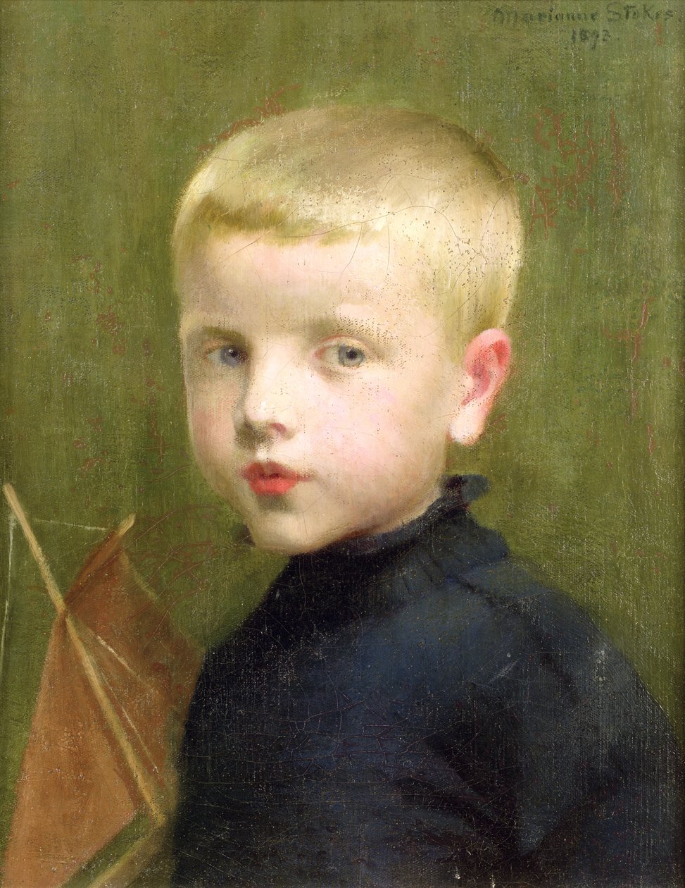 Portrett av en gutt med en modellseilbåt, 1893 av Marianne Stokes