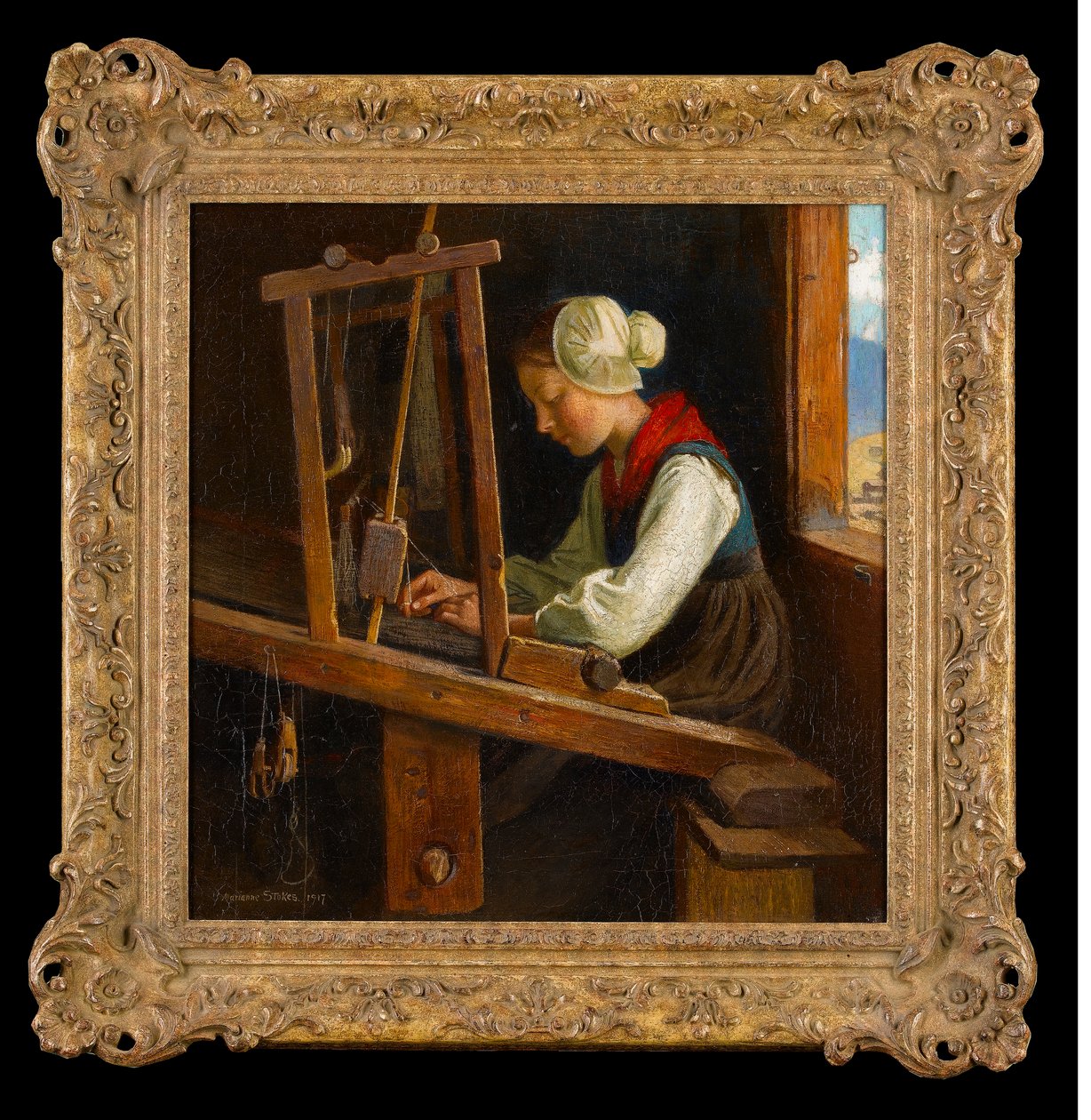 The Weaver: A Cottage Loom i de østerrikske alper, 1917 av Marianne Stokes