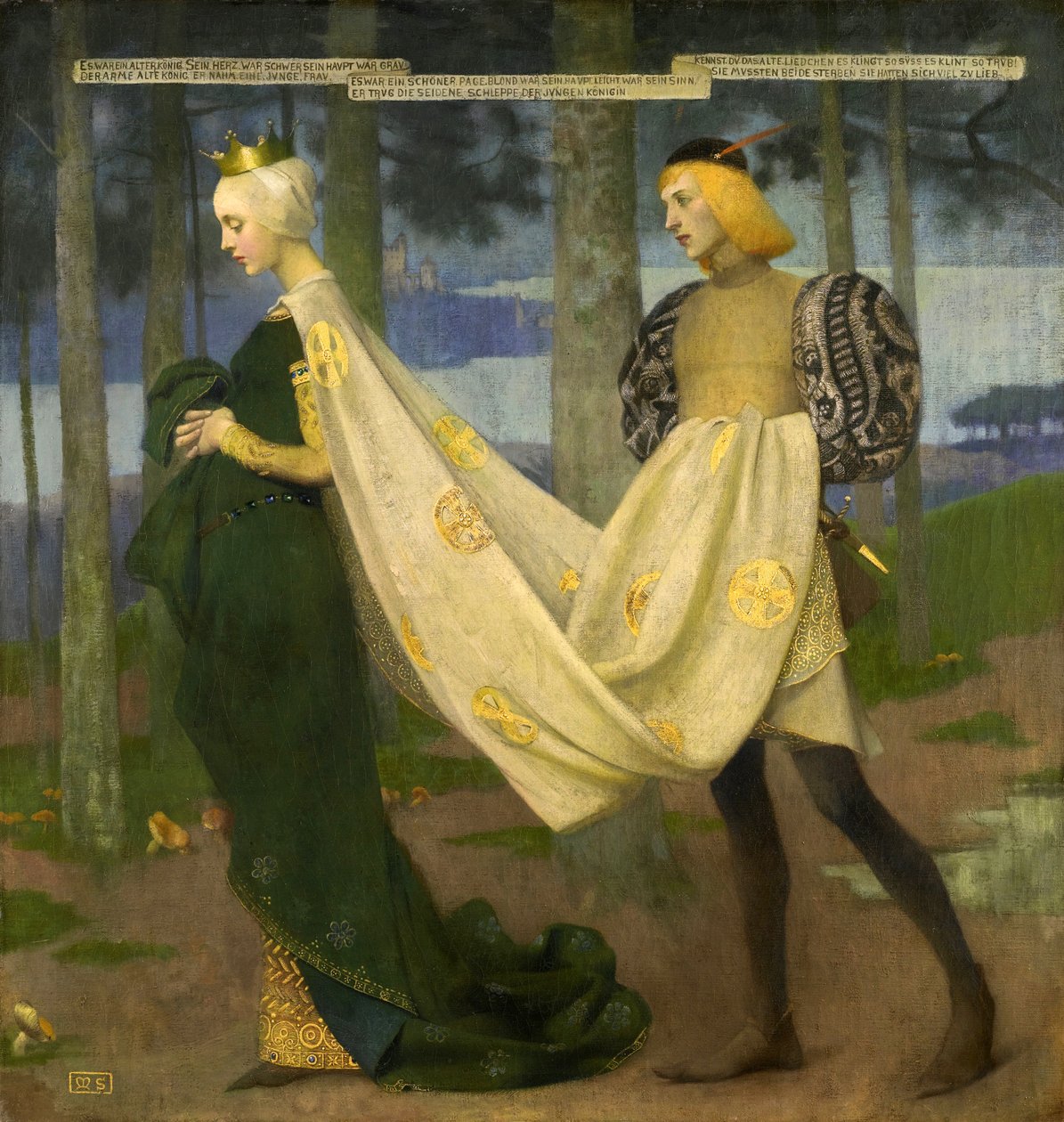 Dronningen og siden ("There Once Was A King"" av Heinrich Heine) av Stokes, Marianne (1855-1927). Olje på lerret, størrelse: 101x96,5, , Privat samling av Marianne Stokes