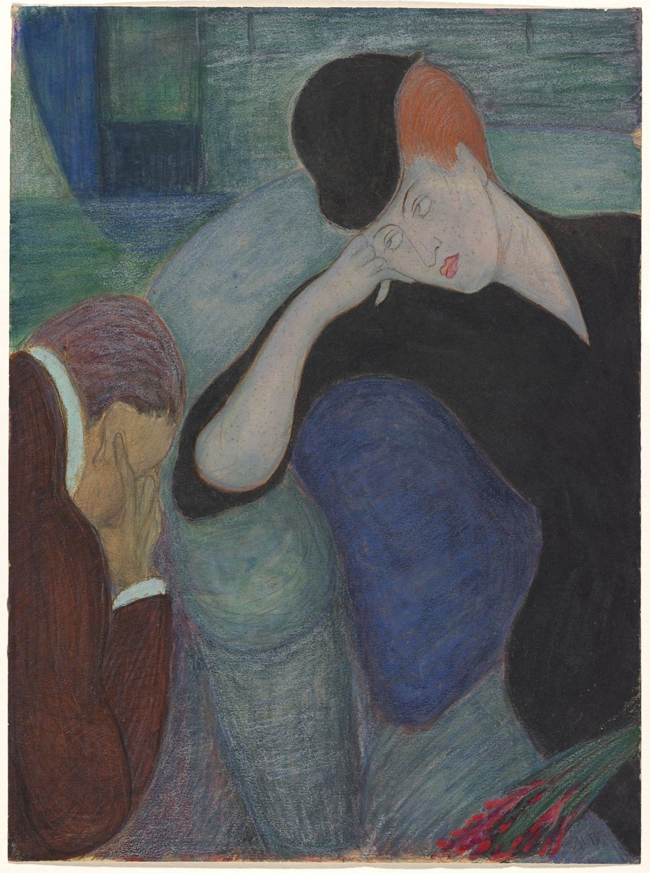 Interiør med sittende par av Marianne von Werefkin