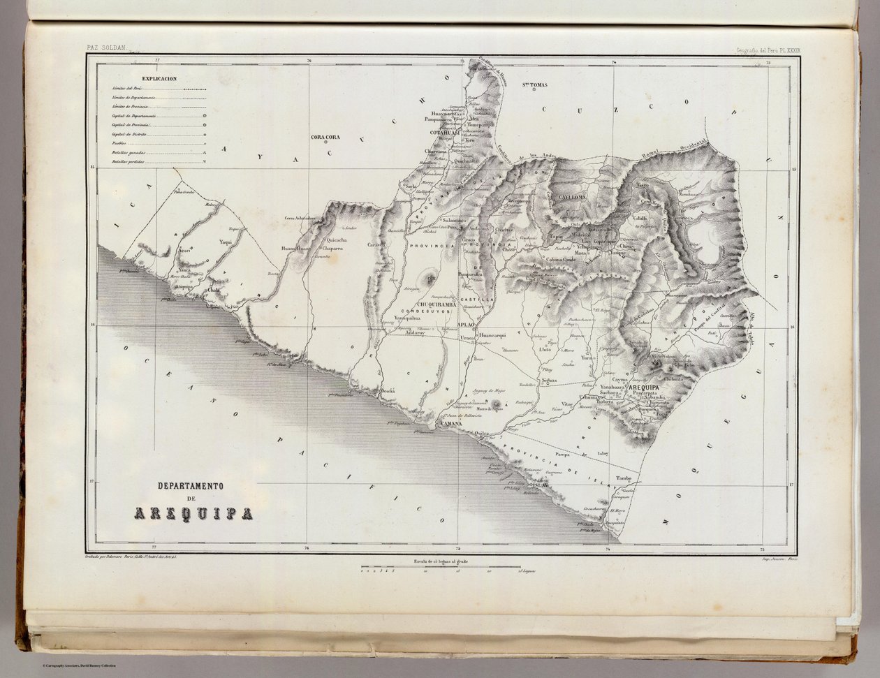 Kart over Arequipa, 1865 av Mariano Felipe Paz Soldan