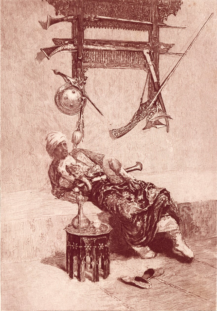 Moor of Tangier (gravering) av Mariano (after) Fortuny
