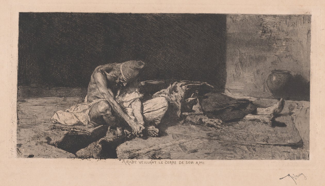 Arabe veillant le corps de son ami (arabisk som våker over vennens kropp) av Marià Fortuny