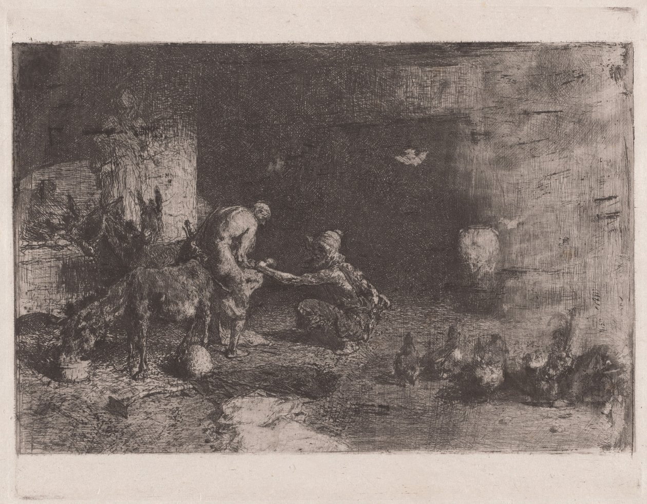 Hovslager i Marokko [Shoeing a Mule in Marokko] av Marià Fortuny