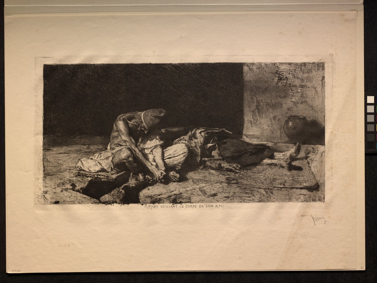 Araber som våker over liket av vennen sin, 1866. av Mariano Fortuny y Carbó