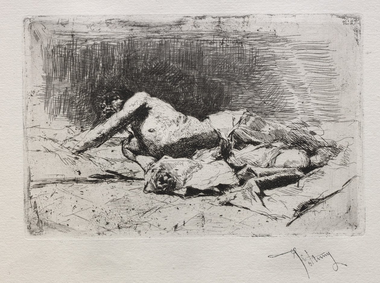 Mann rullende skitt. av Mariano José María Bernardo Fortuny y Carbó