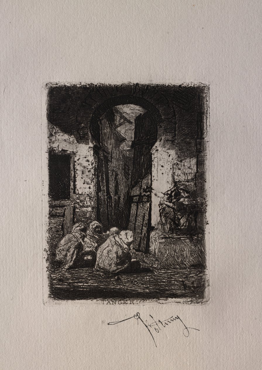 Tanger, sittende arabere. av Mariano Fortuny y Carbó