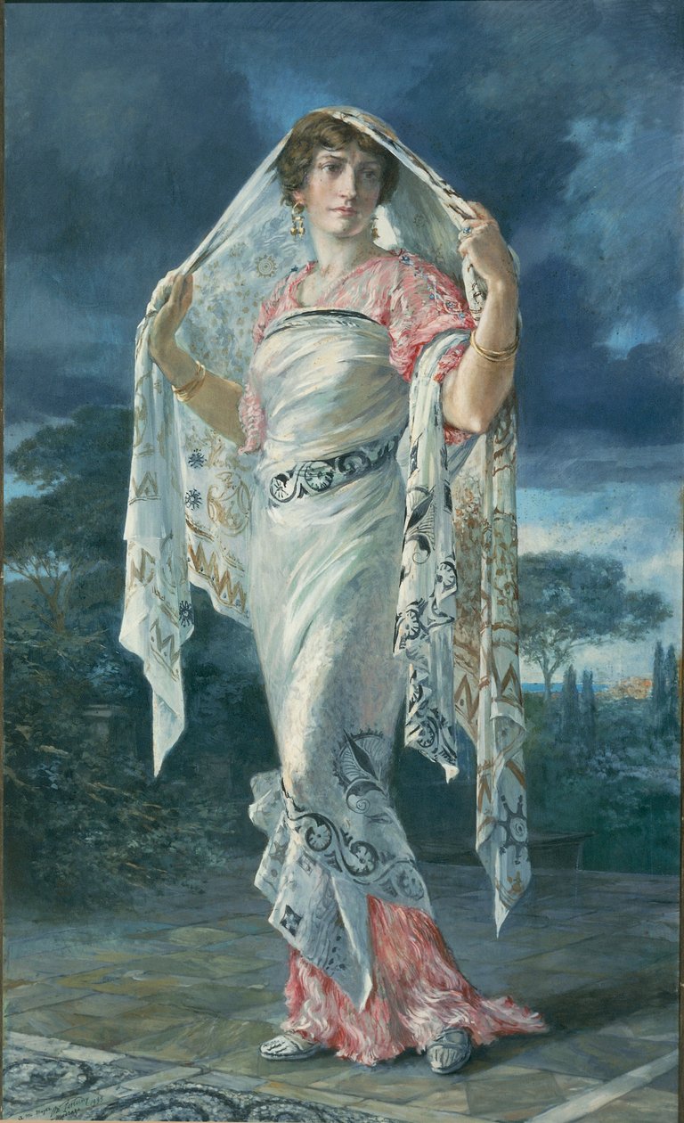 Portrett av Henriette Fortuny i pompeiansk drakt av Pompeii av Mariano Fortuny y Madrazo