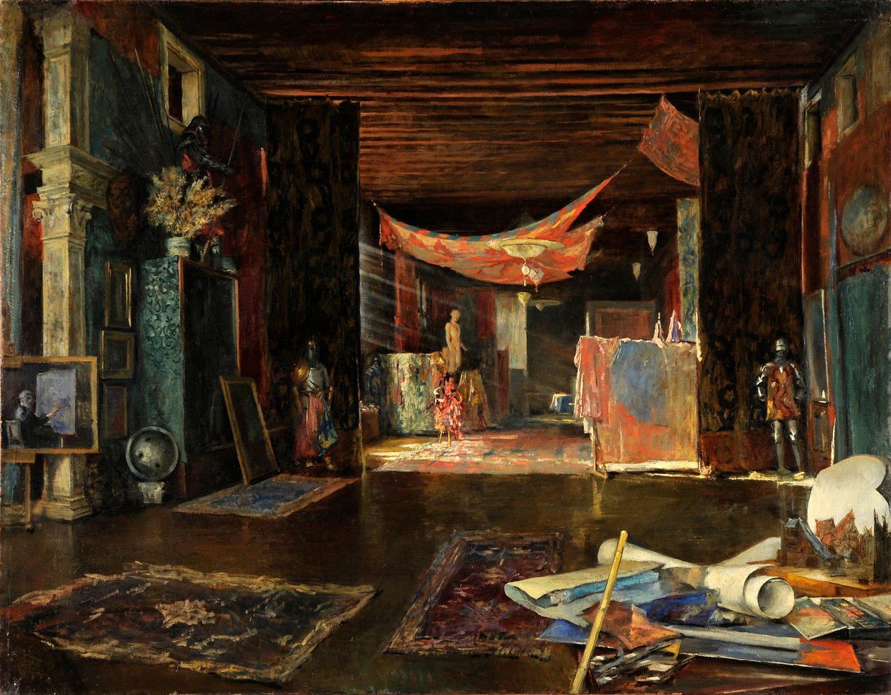 Malerens atelier på Palazzo Pesaro Orfei. av Mariano Fortuny y Madrazo
