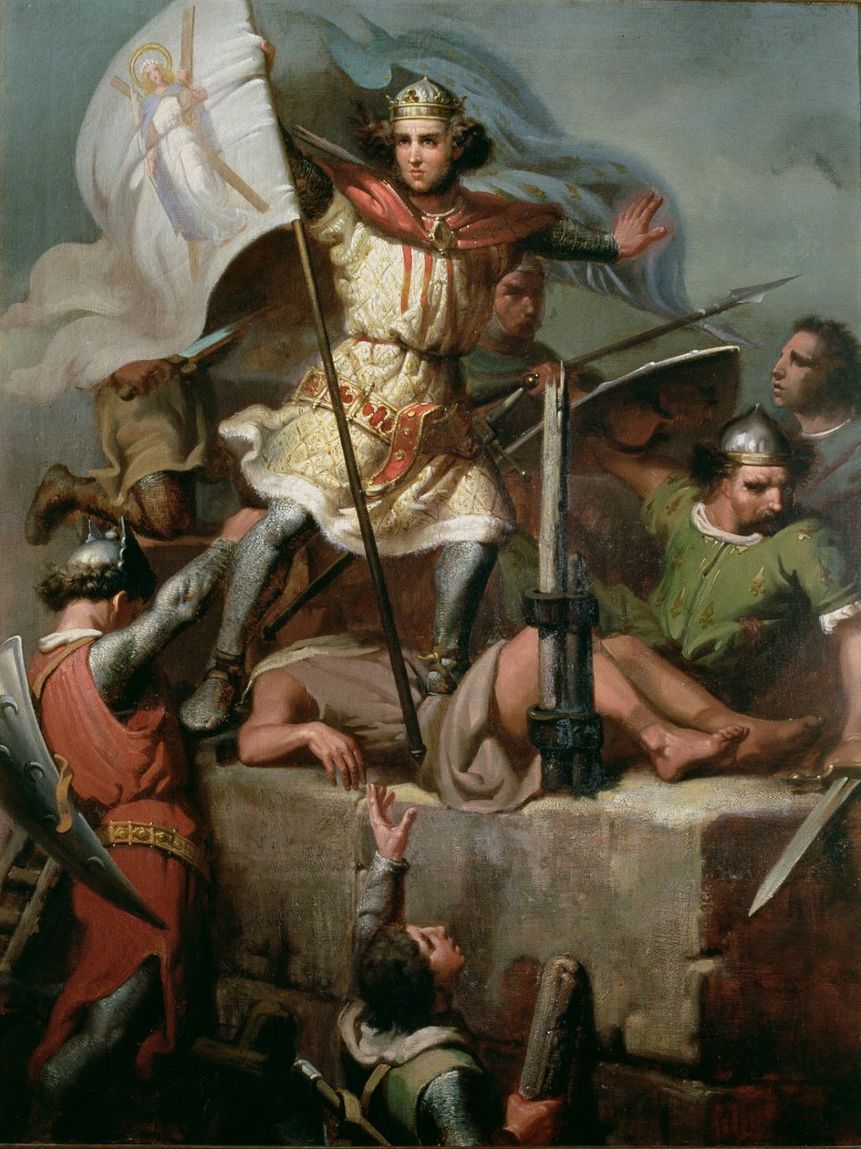 Grev Berenguer III hever Barcelonas standard på Foix-tårnet av Mariano José María Bernardo (1838 74) Fortuny y Carbó