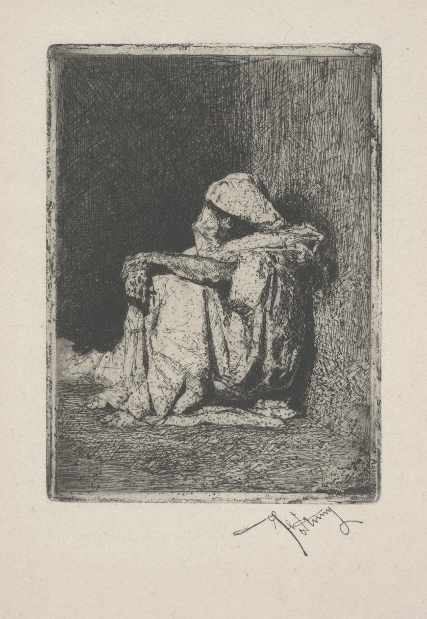 Sittende arabisk, eller Arabe assise av Mariano José María Bernardo Fortuny y Carbó