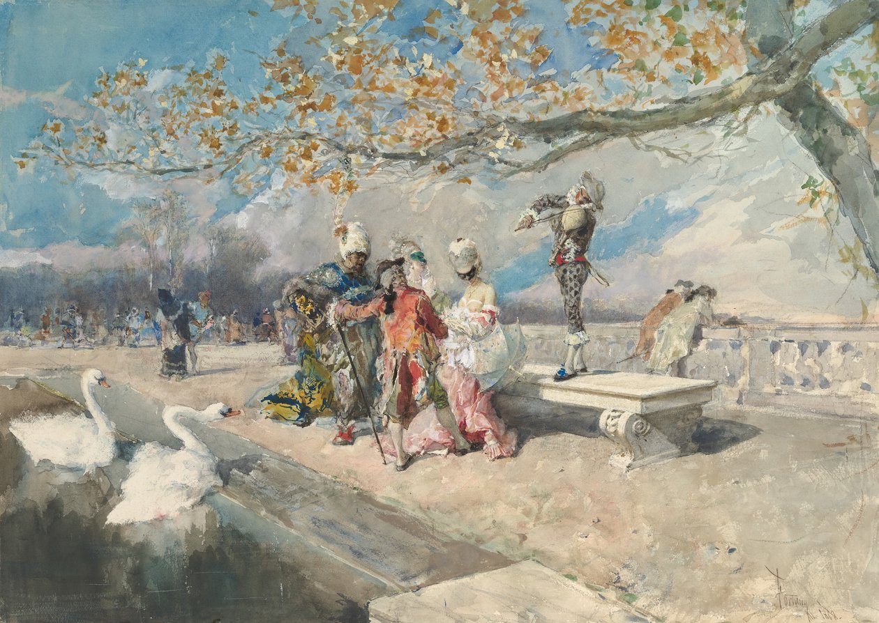 Maskerade, midten av 1800-tallet. av Mariano José María Bernardo Fortuny y Carbó
