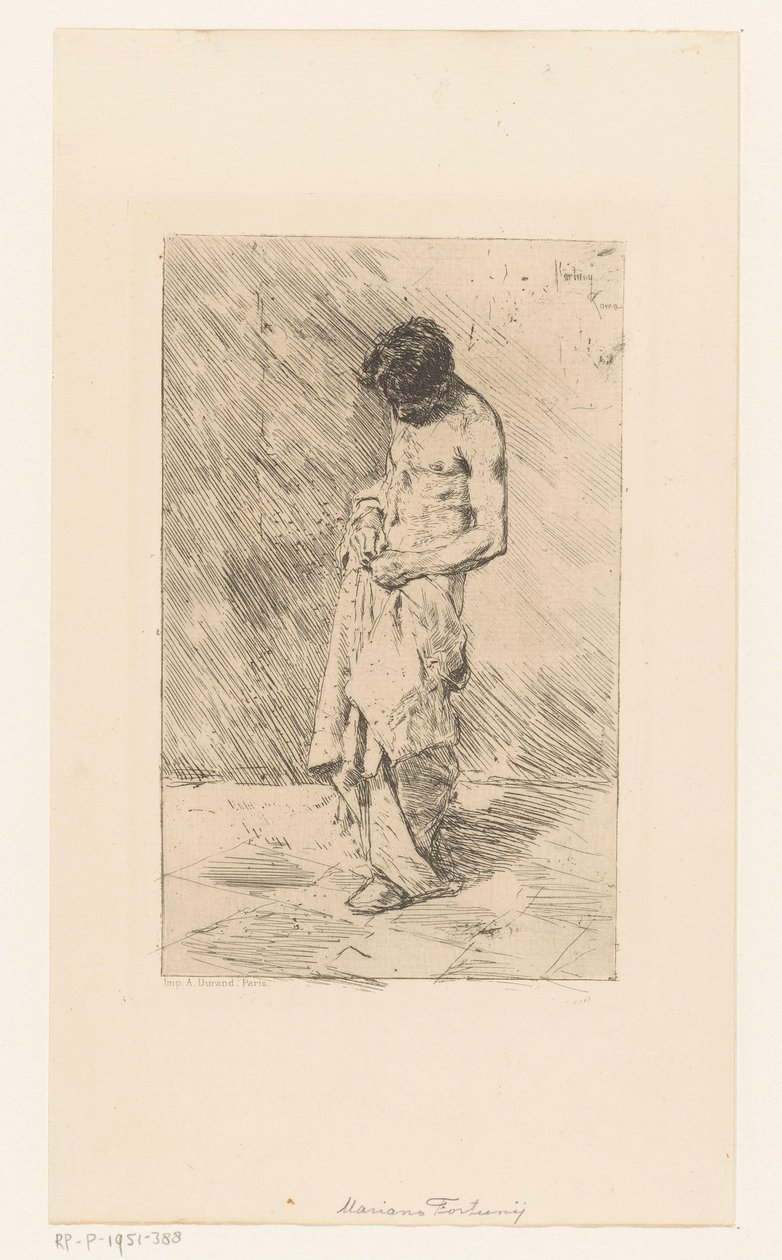 Stående mannlig modell av Mariano José María Bernardo Fortuny y Carbó
