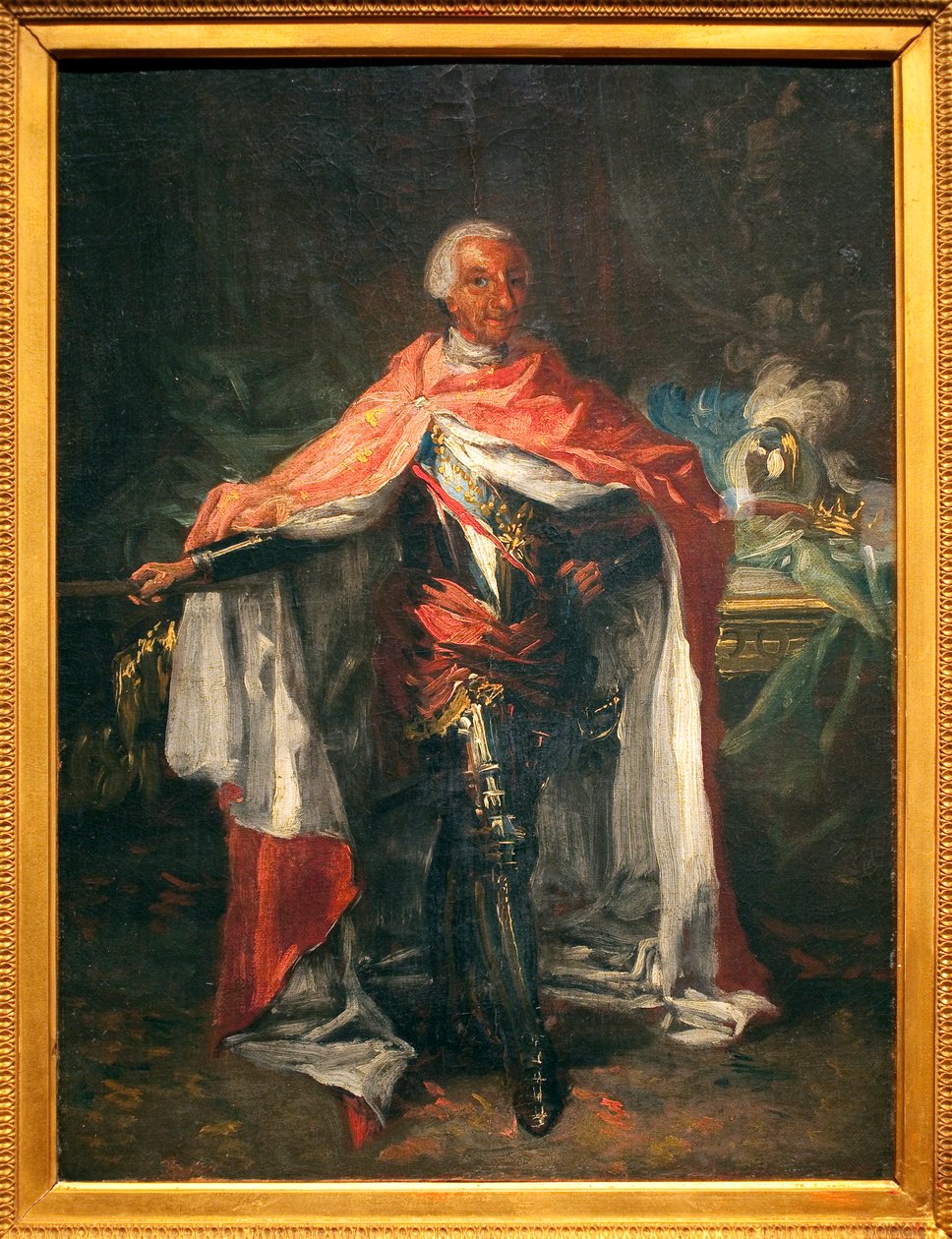 Portrett av Charles III av Spania (1716-1788) - Maleri av Mariano Salvador Maella (1739-1819), olje på lerret, skisse, spansk kunst av Mariano Salvador de Maella
