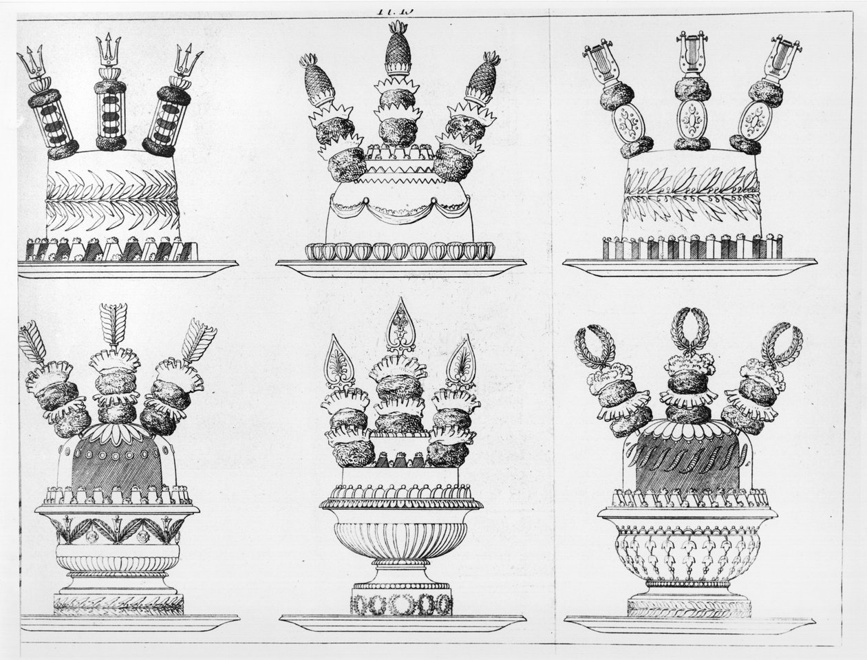 Design for matdekorasjon fra 'Le Cuisinier parisien' av Antoine Careme, utgitt 1842 av Marie Antoine Careme