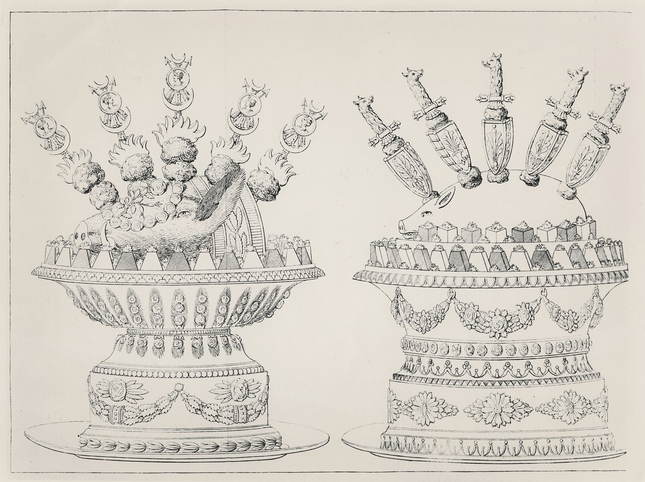 Villsvin og pattegris montert deler, design av Antonin Carême av Marie Antoine Careme