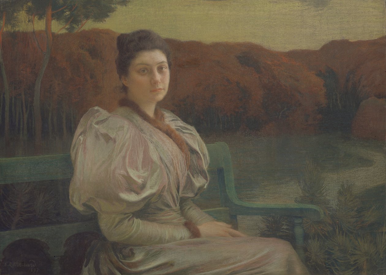 Portrett av Louise Galtier-Boissiere, 1897 (pastell på lerret) av Marie Auguste Emile Rene Menard