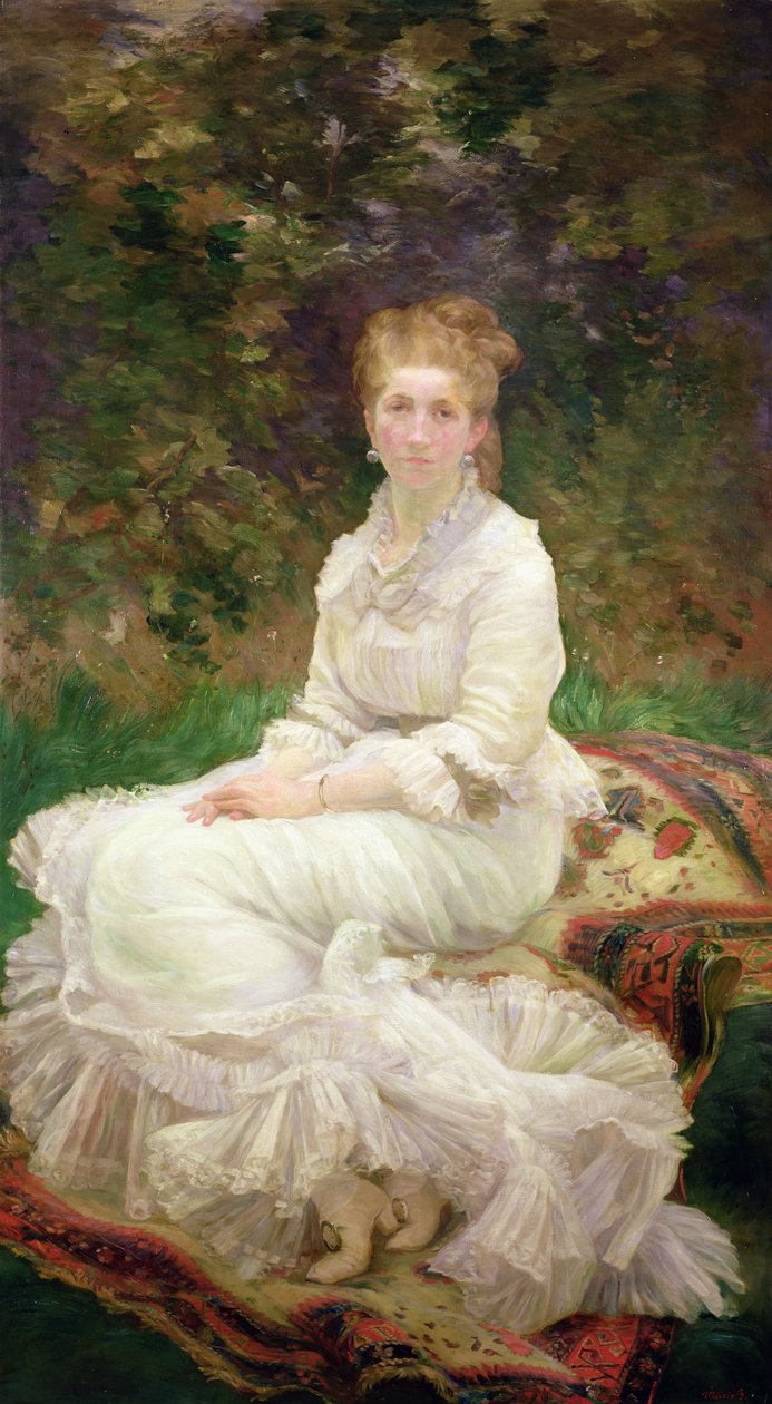 Kvinnen i hvitt, ca. 1880 av Marie Bracquemond