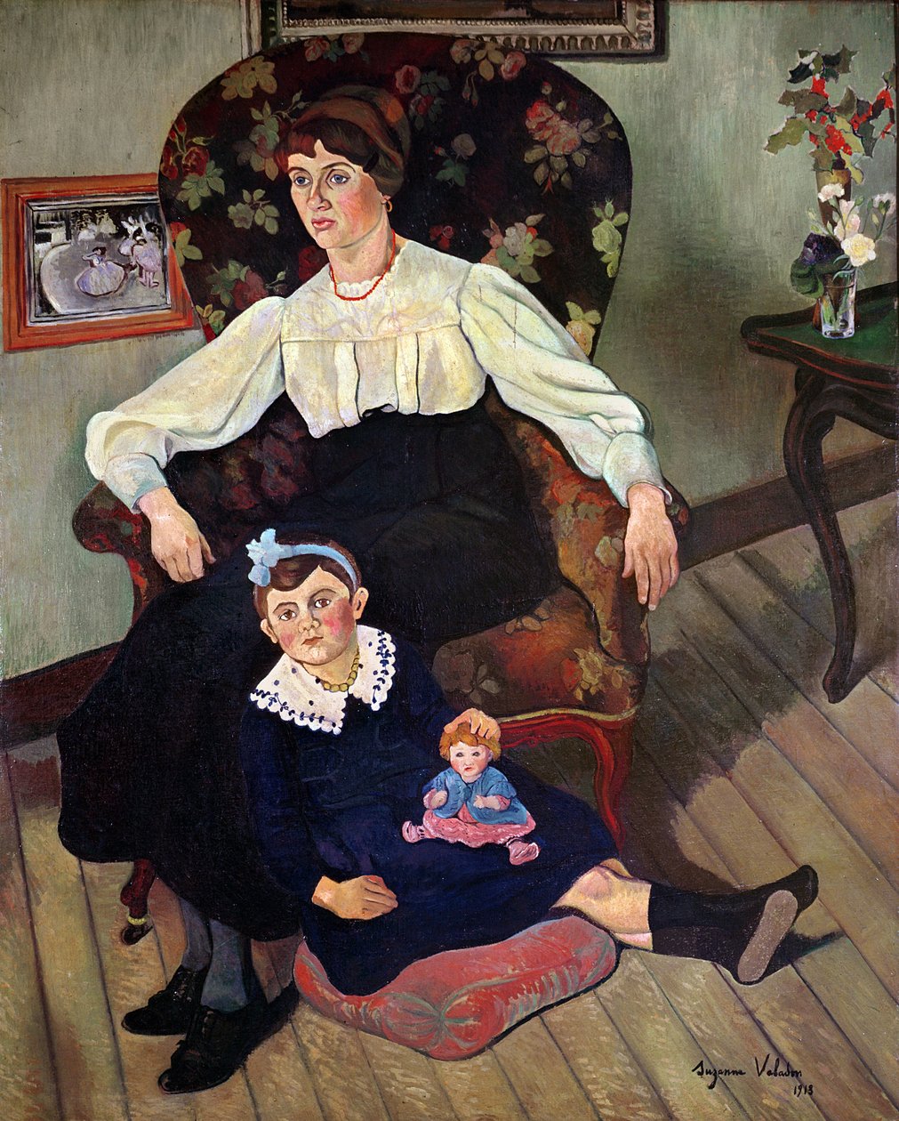 Portrett av Marie Coca og hennes datter, 1913 av Marie Clementine (Suzanne) Valadon