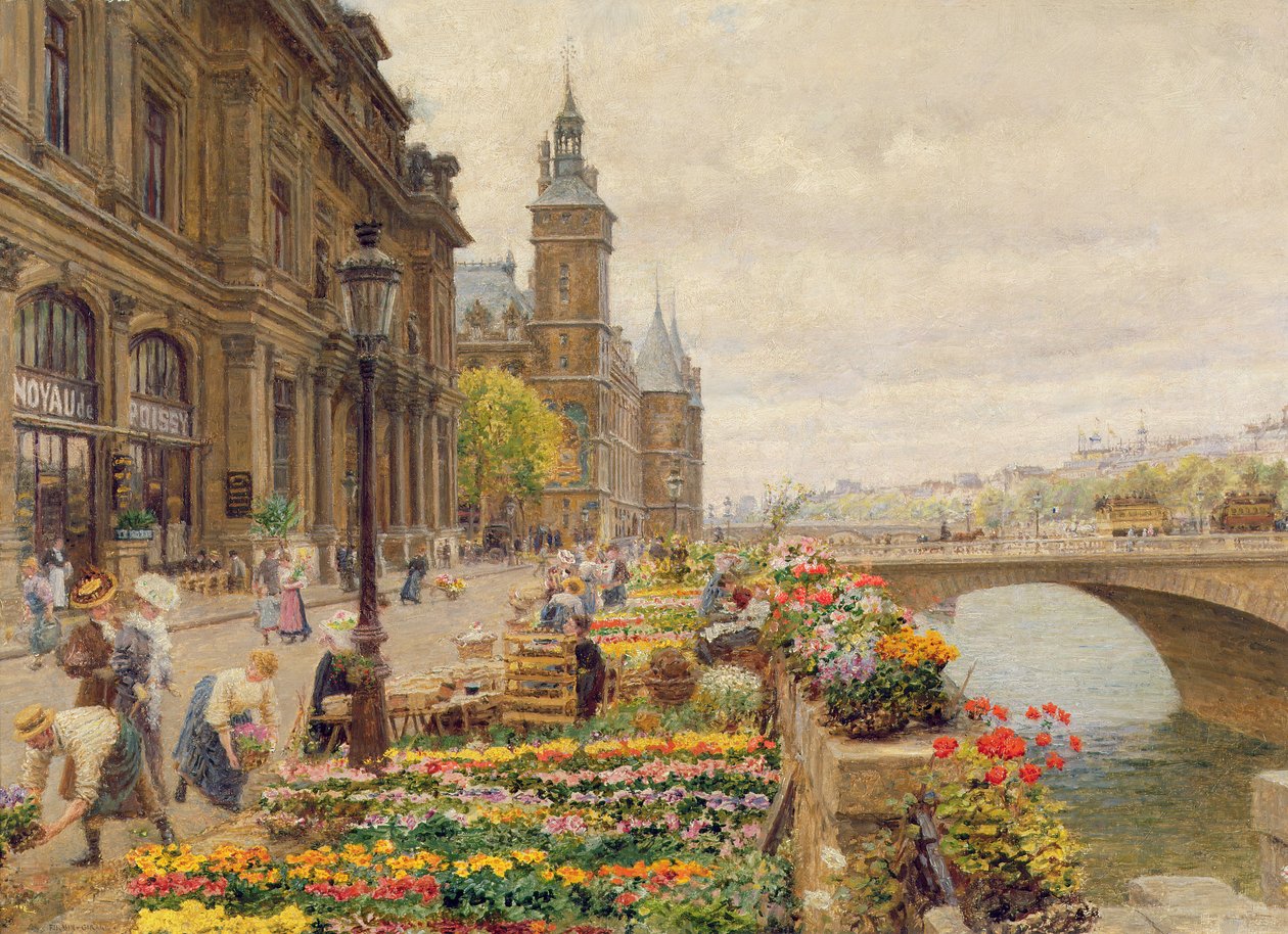 Det parisiske blomstermarkedet av Marie Francois Firmin Girard