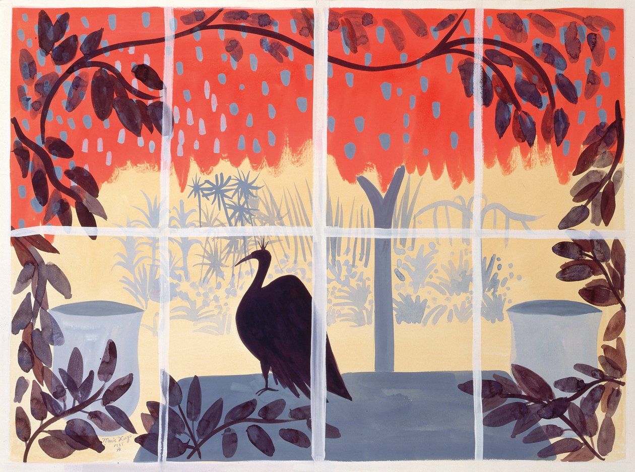 Påfugl på bordet, 1985 av Marie Hugo