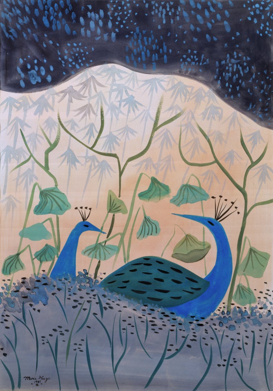 Gull- og sølvpåfugler, 1985 av Marie Hugo
