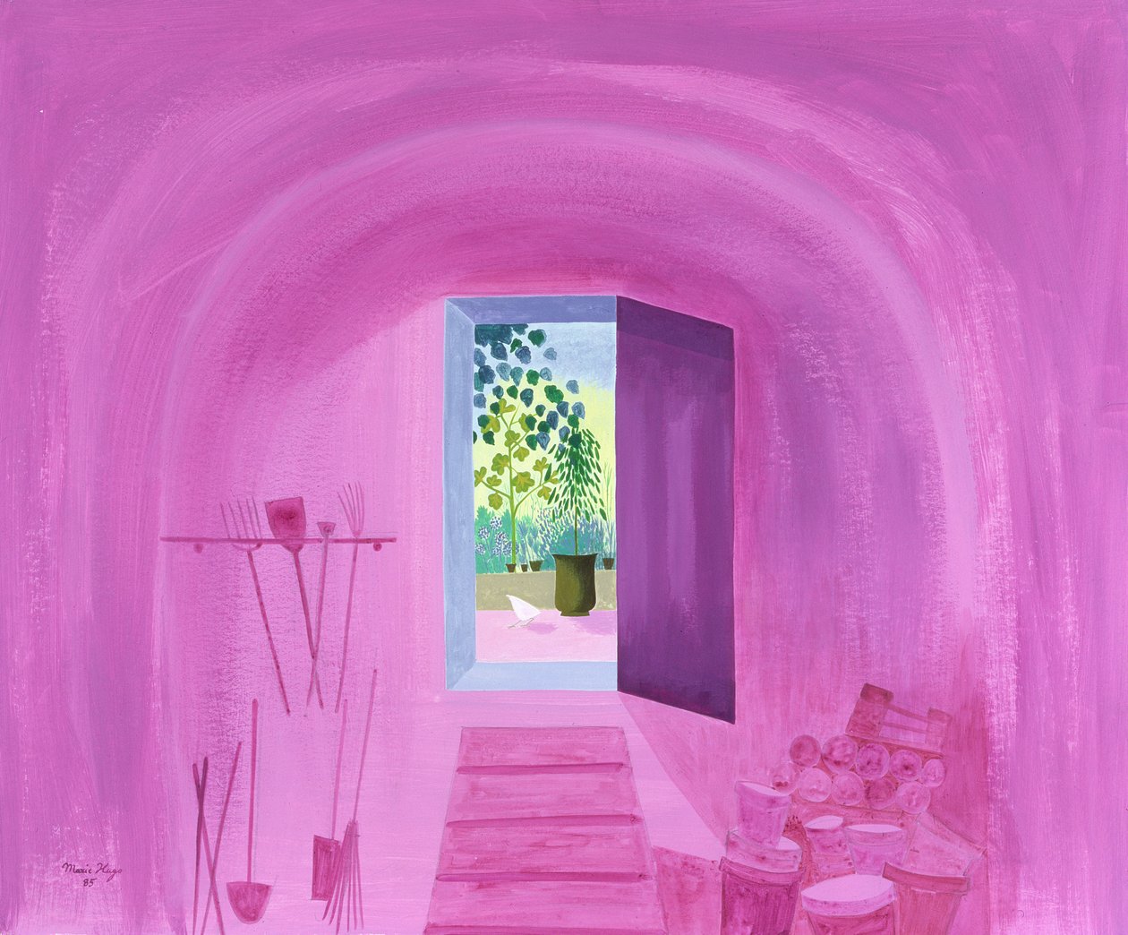 The Tool Shed, 1986 (akryl og olje om bord) av Marie Hugo