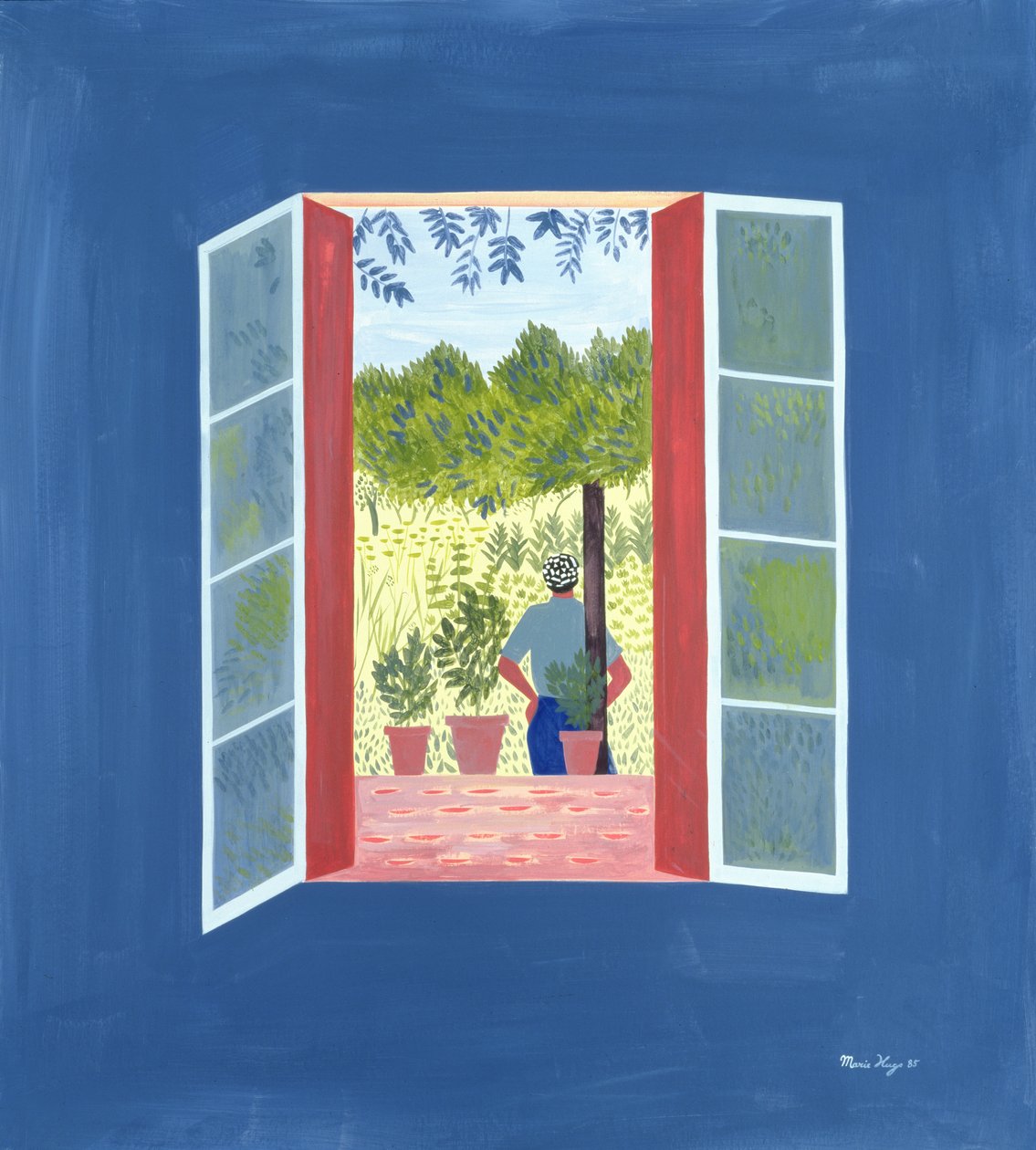 Zaid Through the Window, 1986 (akryl og olje om bord) av Marie Hugo