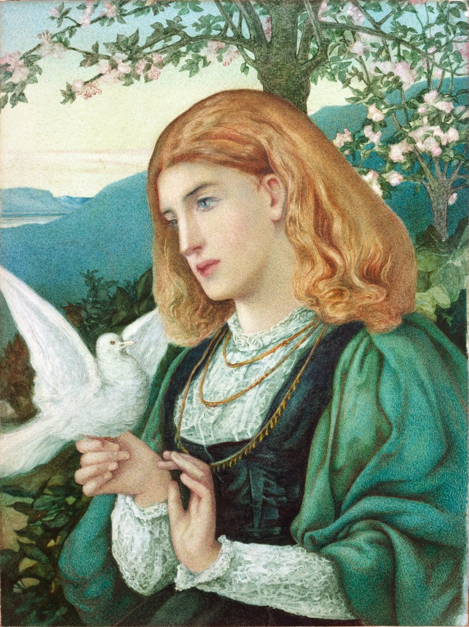 Figur av en jente (akvarell og blyant på papir) av Marie Spartali Stillman