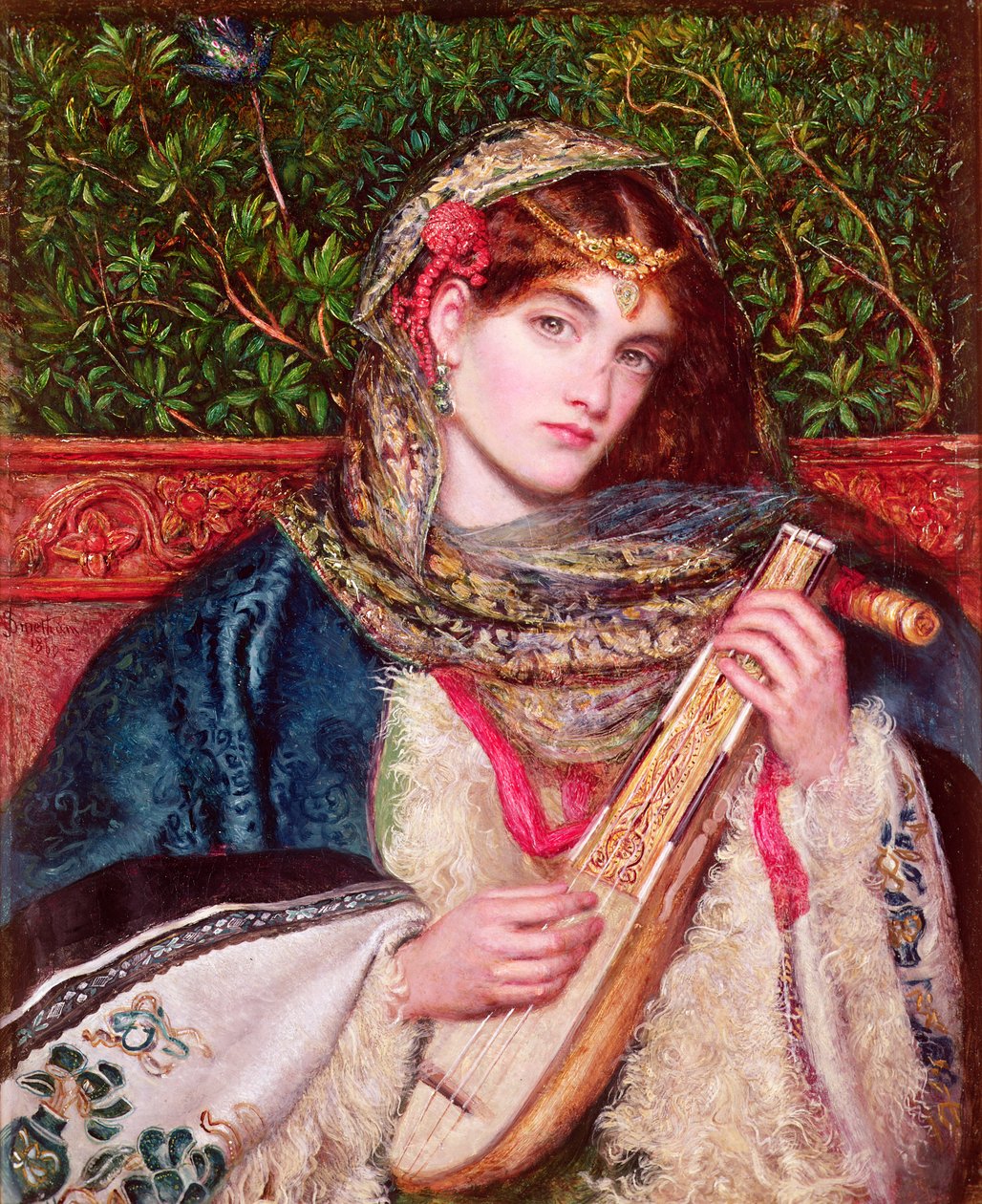 Jente som spiller musikk av Marie Spartali Stillman