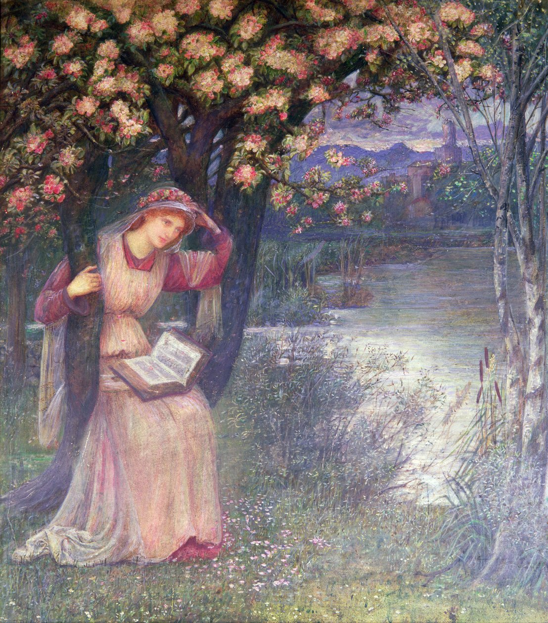 Kvinne som leser i en hage av Marie Spartali Stillman