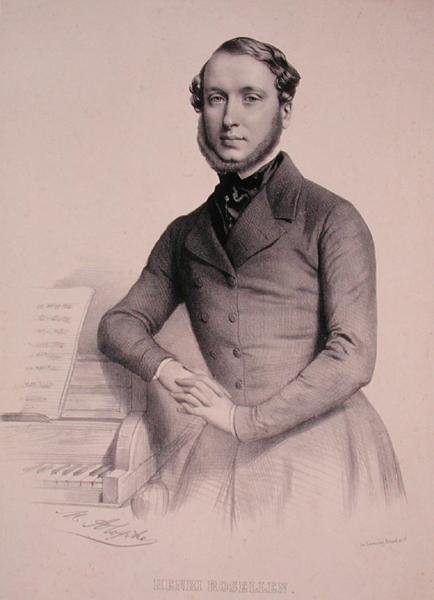 Portrett av Henri Rosellen (1811-76) (gravering) av Marie Alexandre (after) Alophe