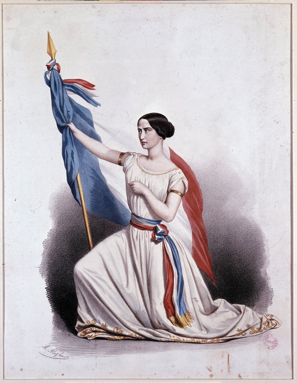 La Marseillaise avklassifisert av Rachel ved Comédie Française - litografi av Alophe av Marie Alexandre Alophe