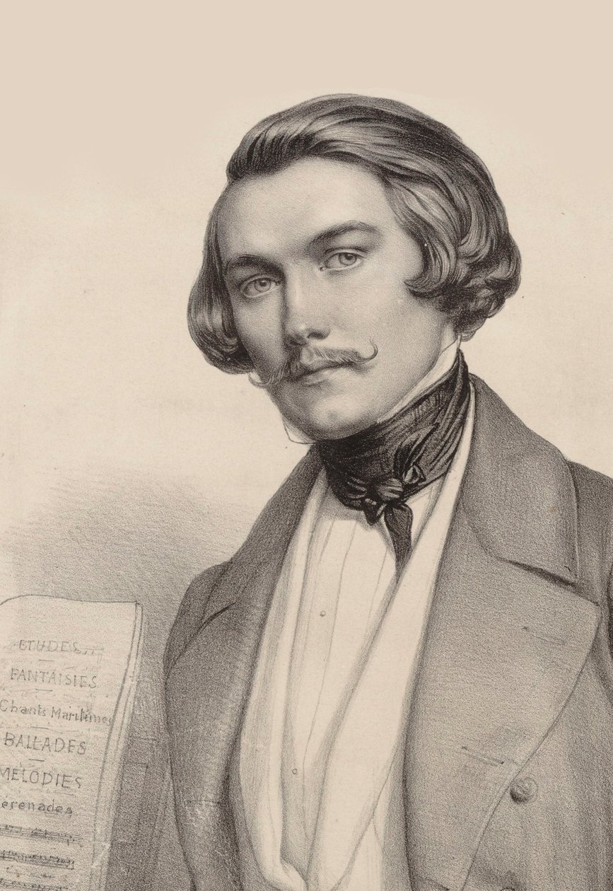 Portrett av pianist og komponist Alfred Quidant 1815-1893, ca. 1840. av Marie Alexandre Menut Alophe
