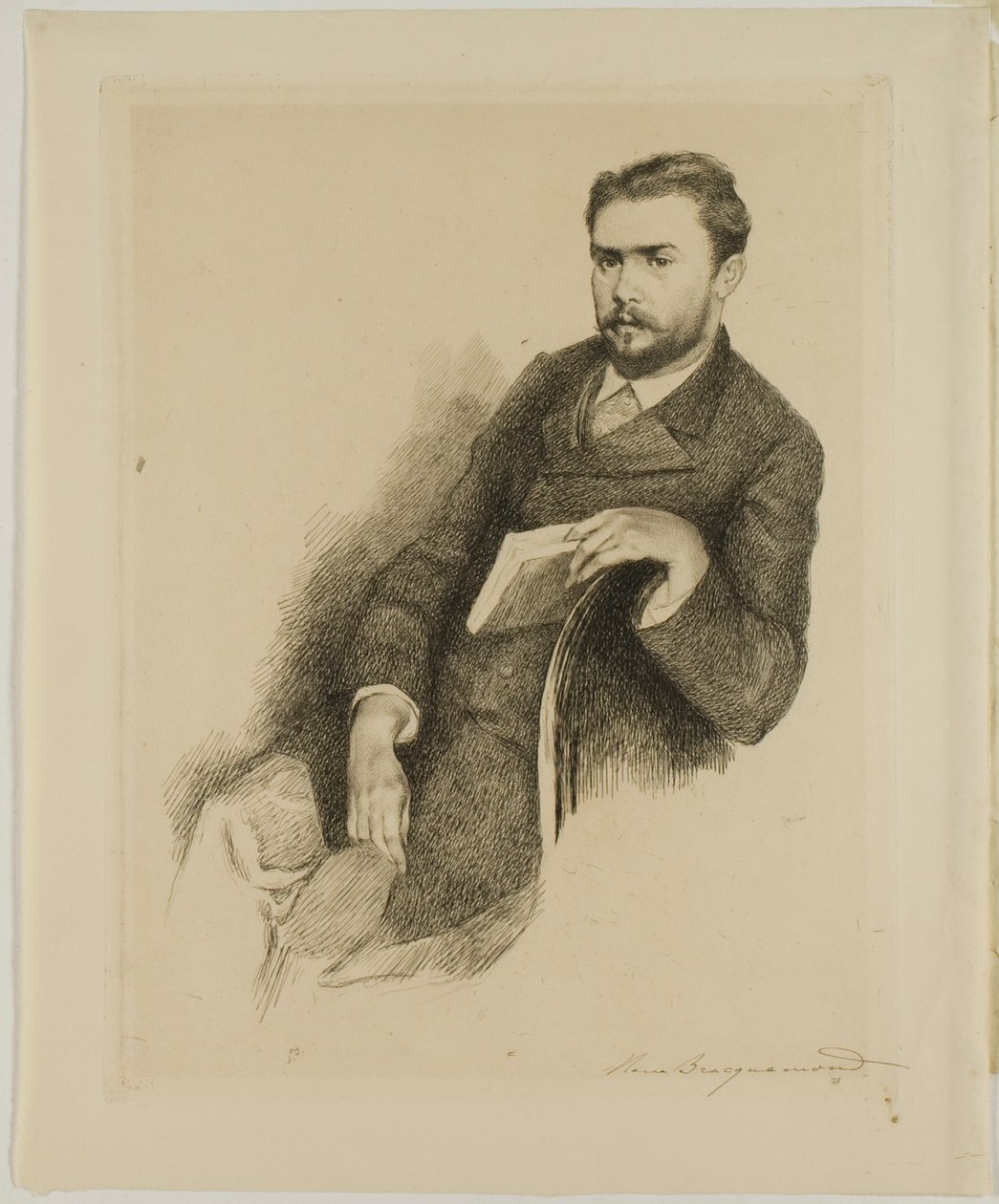 Portrett av kritikeren Gustave Geffroy av Marie Bracquemond