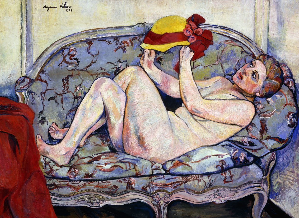 naken rekkevidde på en sofa; Naken liggende på en sofa, 1928 av Marie Clementine Valadon