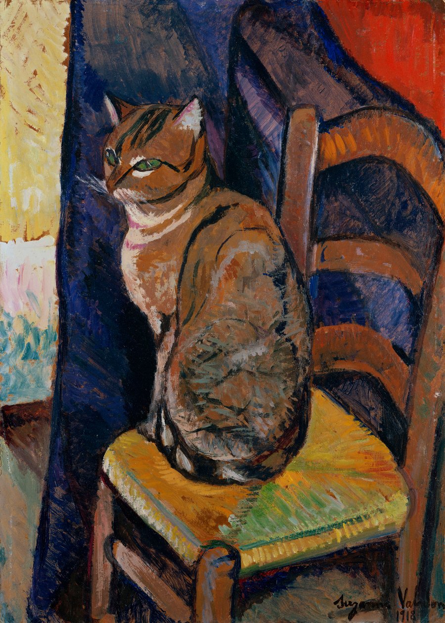 Studie av en katt som sitter på en stol; Studie av en katt, sittende på en stol av Marie Clementine Valadon