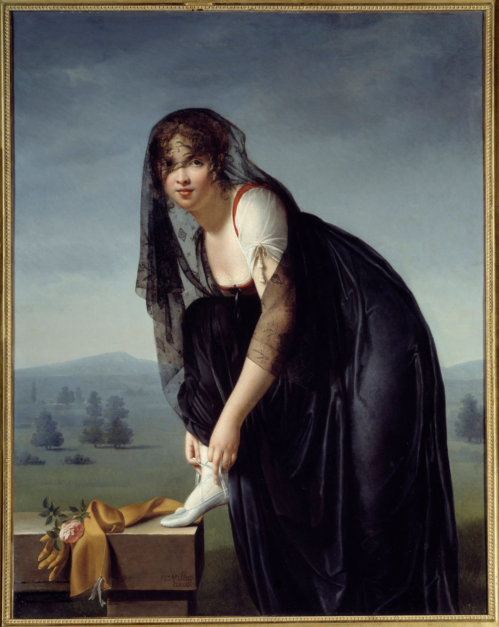 Studie av en kvinne etter naturen, også kalt et portrett av Madame Subtra. Maleri av Marie Denise Villers (1772-1821) av Marie Denise Villers