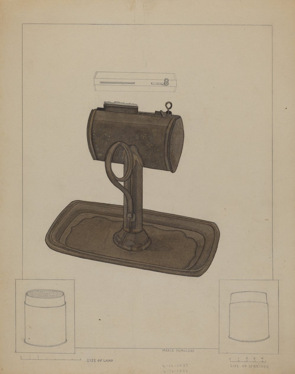 Lampe og talgsil, ca. 1936. av Marie Famularo