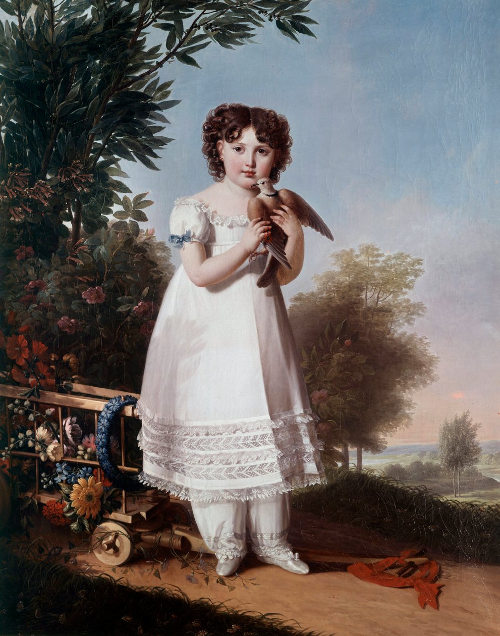 Portrett til fots av Napoleone Elisa Bacciochi, prinsesse av Piombino (datter av Elisa Bonaparte og prins Felix Bacciochi) (fremtidig grevinne Camerata) (1806-1869) Maleri av Marie Guilhelmine Benoist (1768-1826) 1810 Søn. 1,46x1,14 m av Marie Guilhelmine Benoist