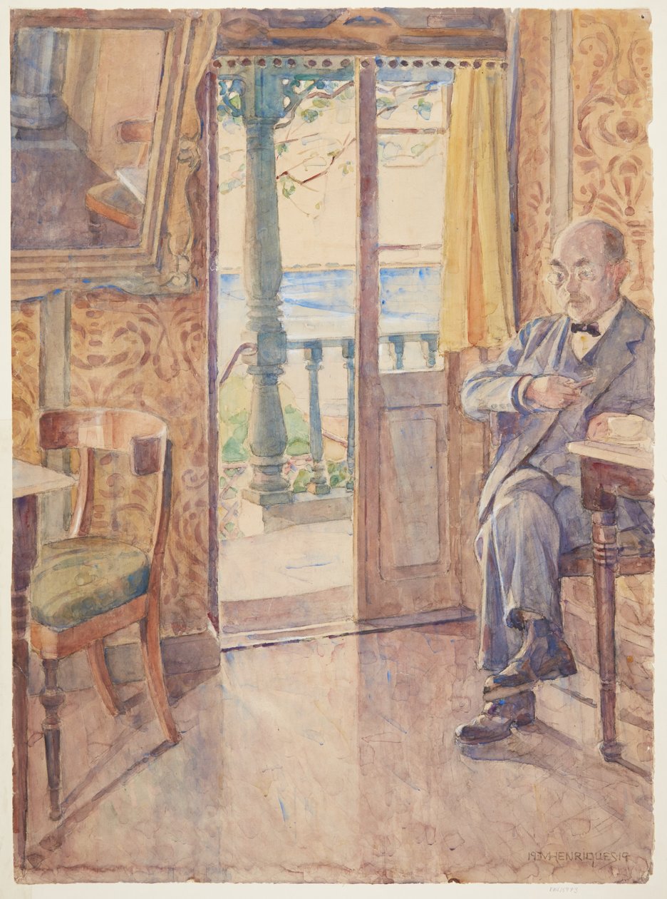 Maleren Tom Petersen, sittende på en veranda av Marie Henriques