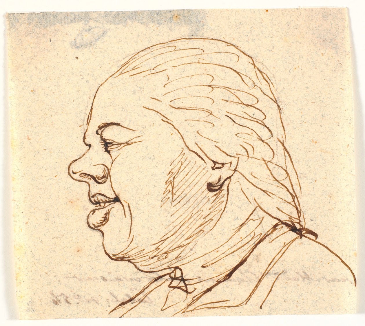 Herreportrett. Profil til venstre. Karikatur av Marie Jeanne Clemens