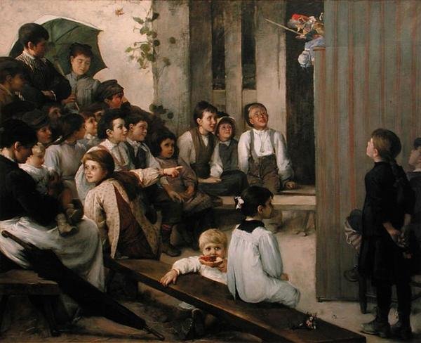 Guignol i landsbyen (olje på lerret) av Marie Mrs Dujardin Beaumetz Petiet