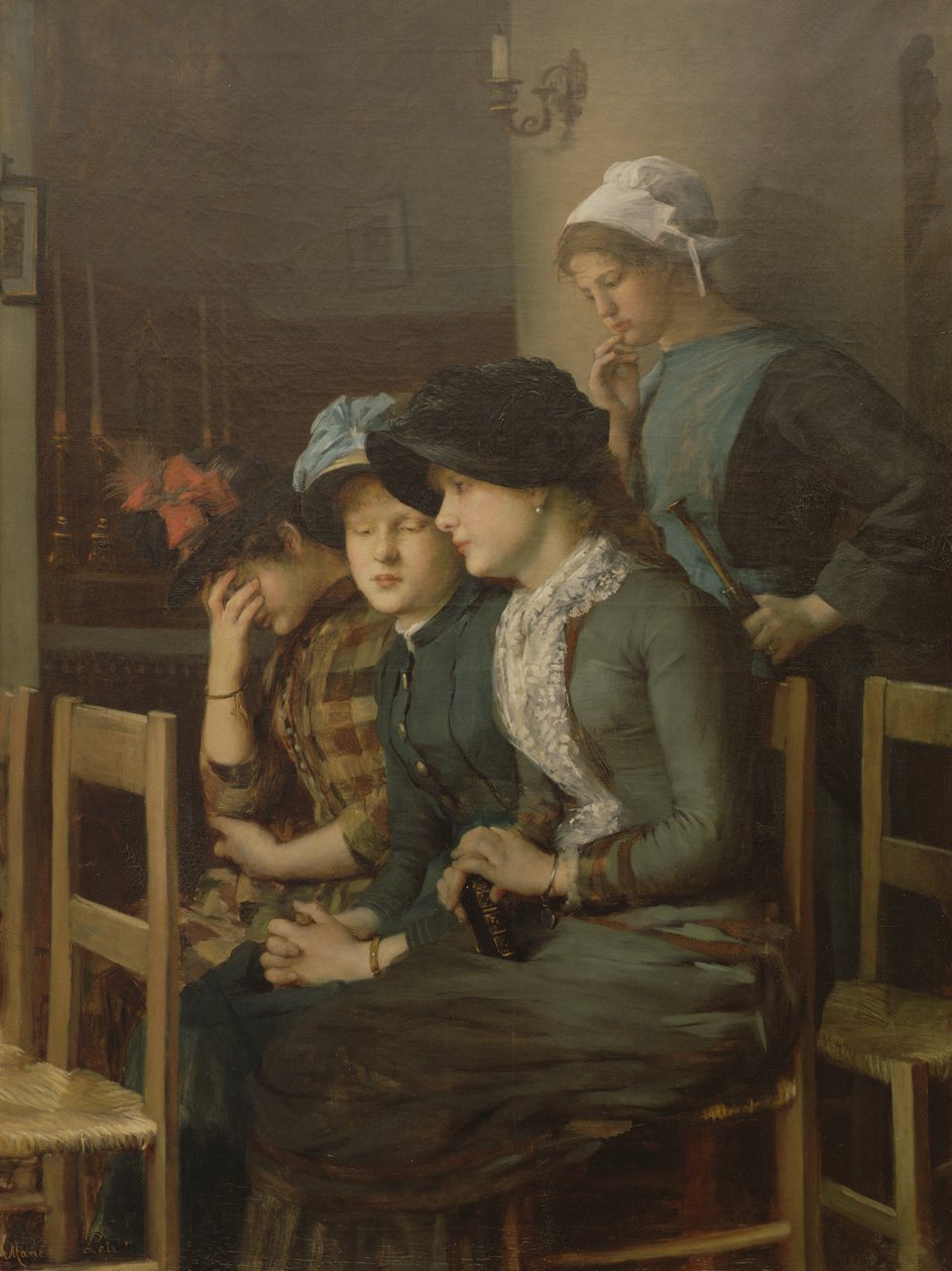 Ung jente med gjess (olje på lerret) av Marie Mrs Dujardin Beaumetz Petiet