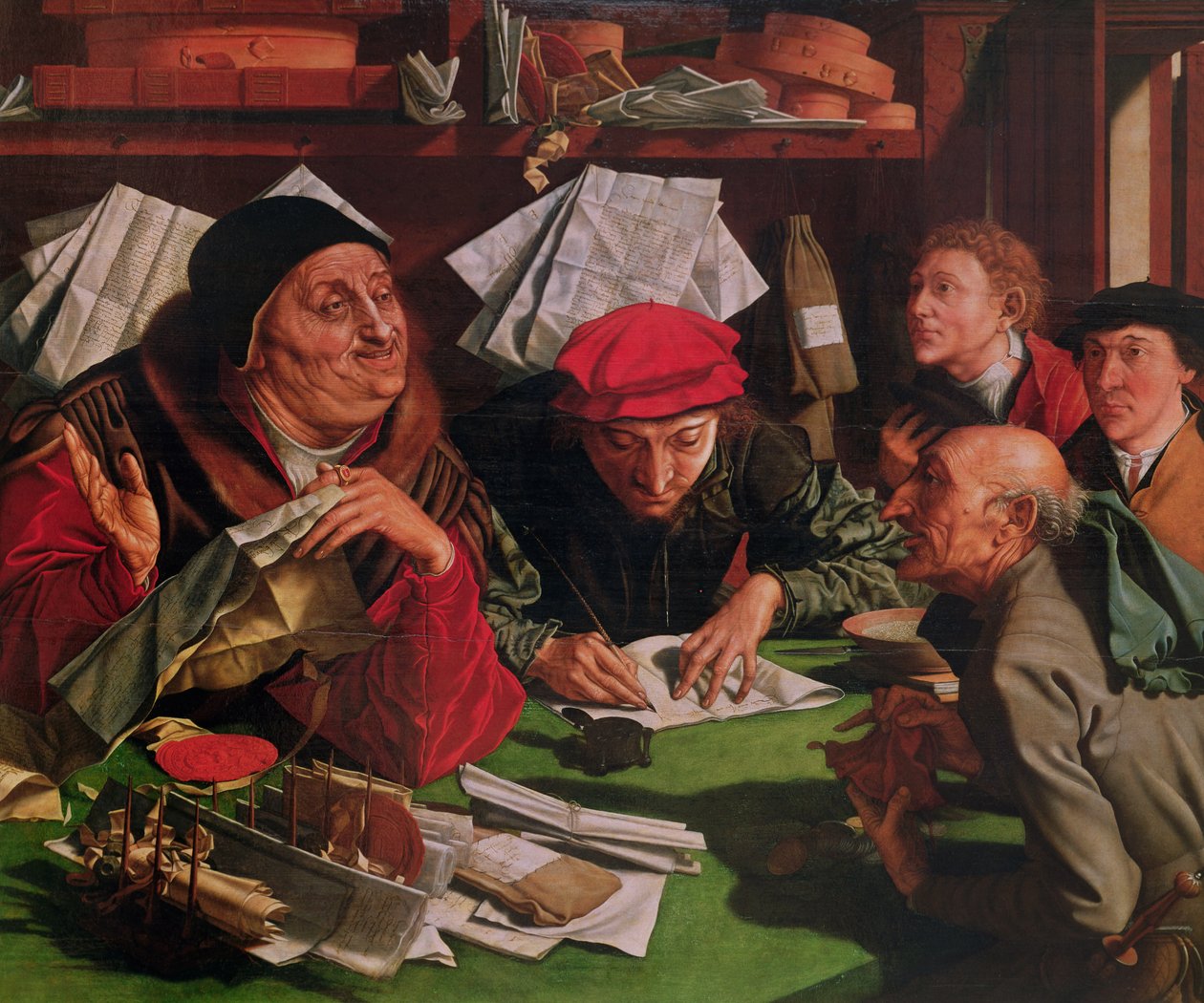 Advokatkontoret, ca. 1545 (olje på tre) av Marinus van Roejmerswaelen