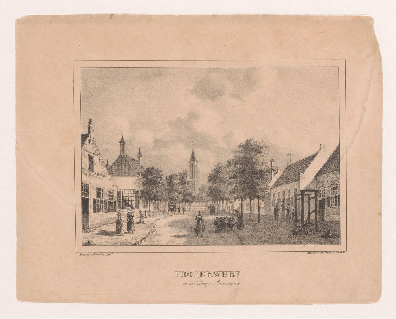 Landsbyutsikt i Amerongen Hoogerwerf i landsbyen Amerongen (tittel på objekt) av Marinus Adrianus van Straten