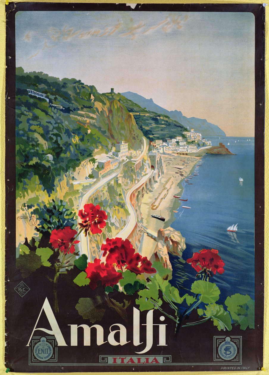 Plakat som reklamerer for Amalfikysten av Mario Borgoni