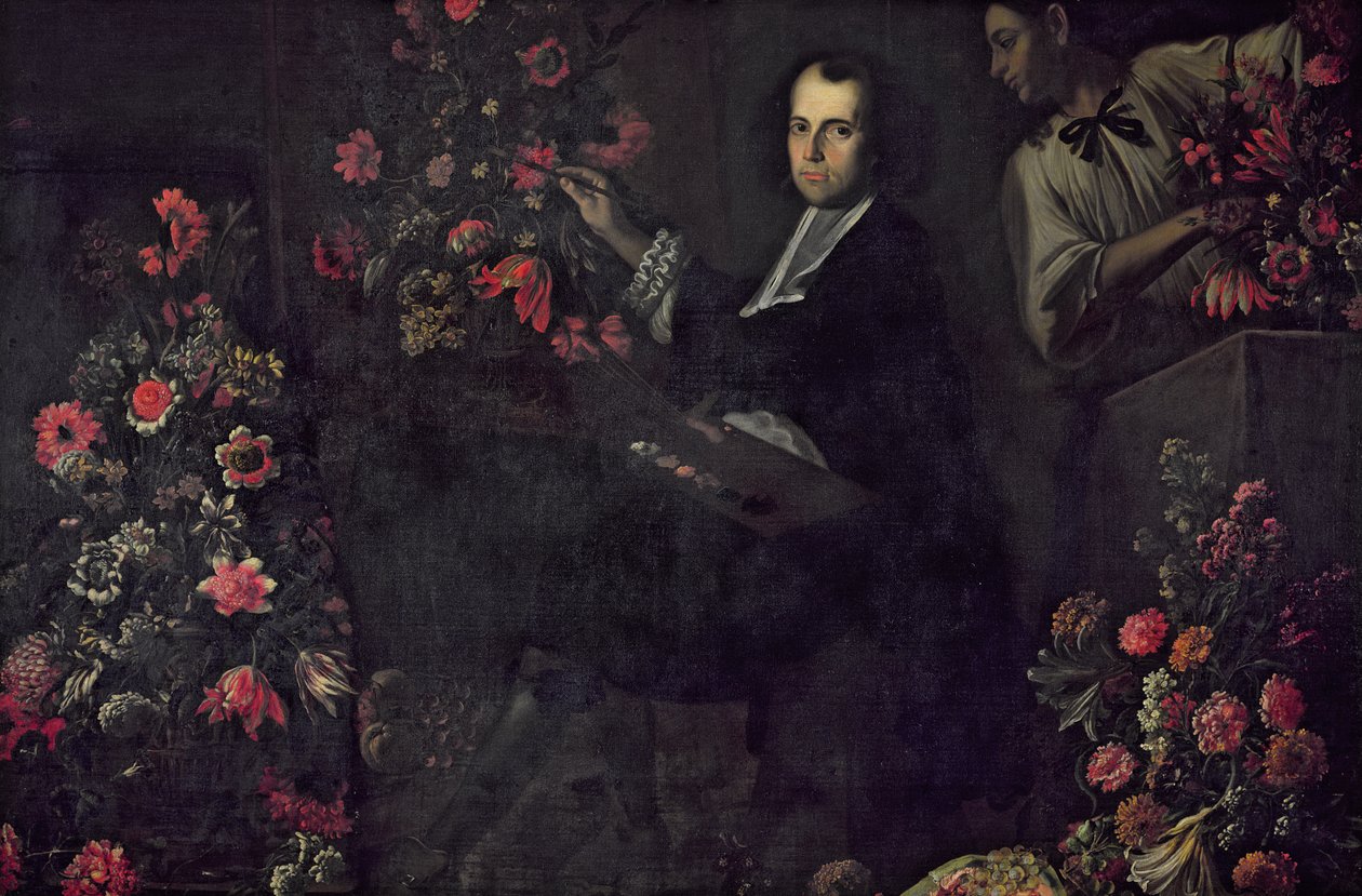 Selvportrett med en tjener, ca. 1650 av Mario dei Fiori