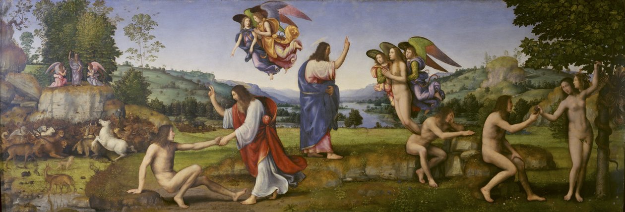 Skapelsen, fristelsen og fallet, 1513 av Mariotto Albertinelli