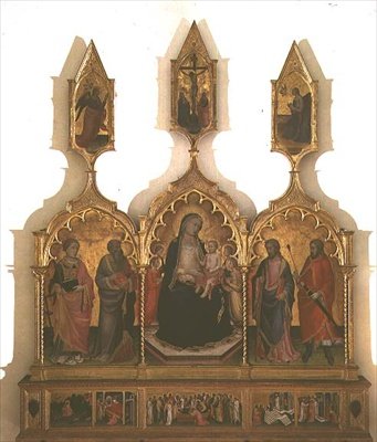Madonna og barn med hellige (tempera på panel) av Mariotto di Nardo